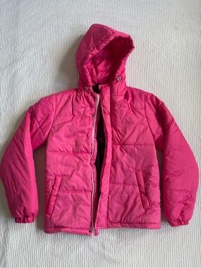 Amazon Bright Pink Hooded Puffer Jacket